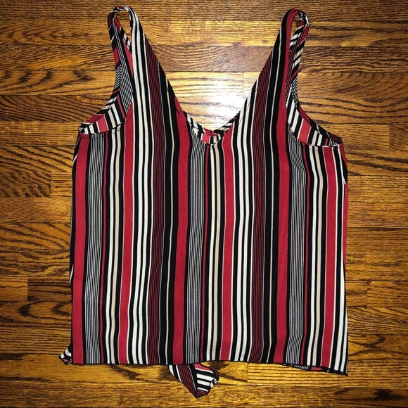 Dynamite chiffon striped tank top with tie bottom - Picture 2 of 3